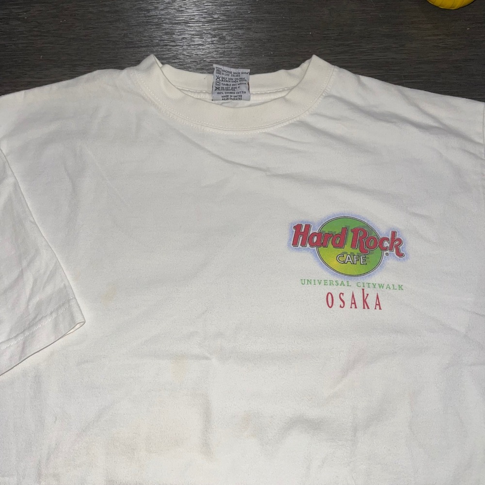 Vintage Hard Rock Cafe Mens L White T-Shirt Osaka Universal Citywalk Heavy Tee